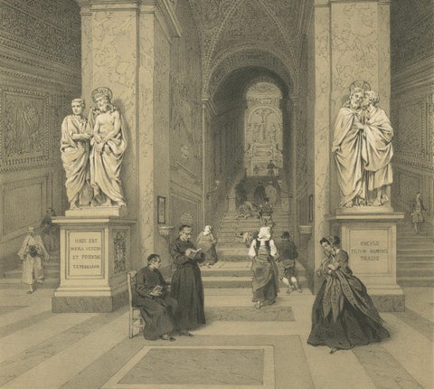 The Holy Staircase (Scala Santa), Rome, Sacred Interior Scene, 1868, close-up 4