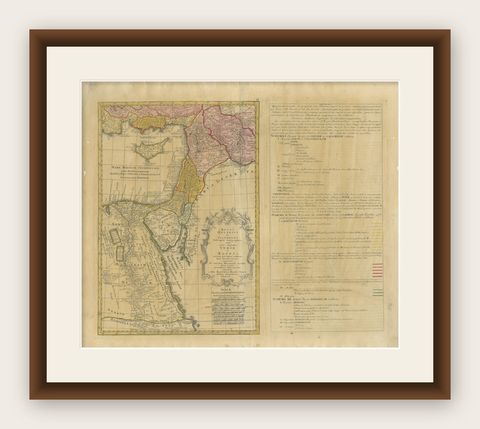 Antique Biblical Map Holy Land, David & Solomon Kingdoms, Hase 1739, shown framed