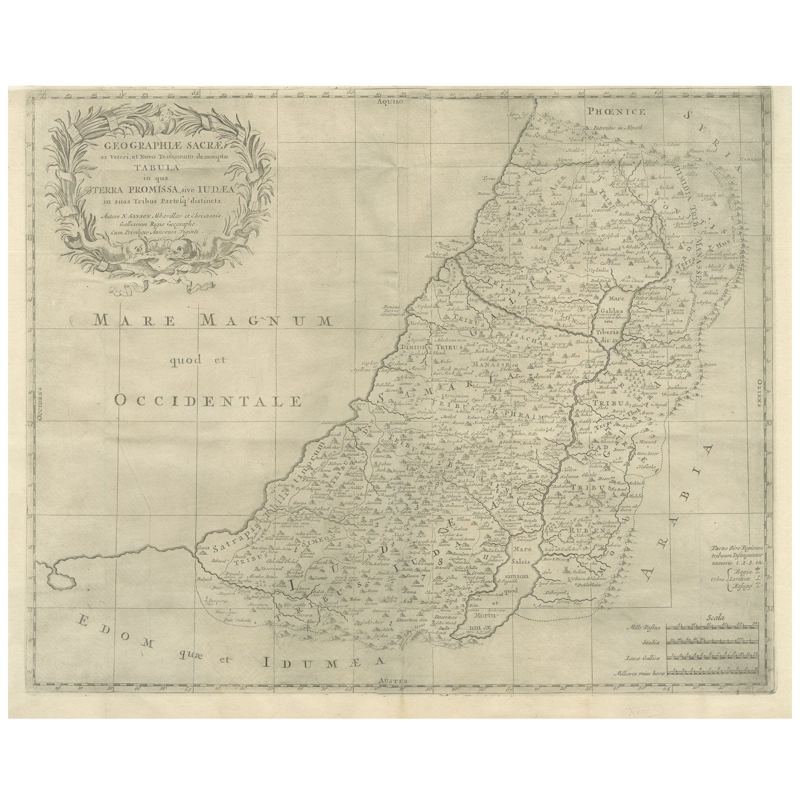 Holy Land Map, Terra Promissa or Judaea, Nicolas Sanson, c.1700