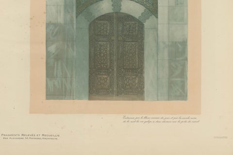 Antique Islamic Architecture Print, Green Tomb Portal Bursa, Raymond 1924, close-up 4