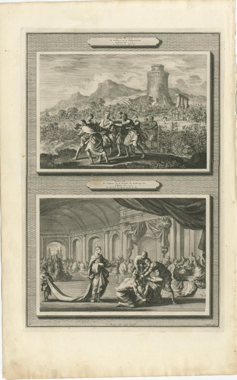 Set of Three Double-Scene Biblical Copper Engravings, Pieter Mortier, ca 1700, view 2