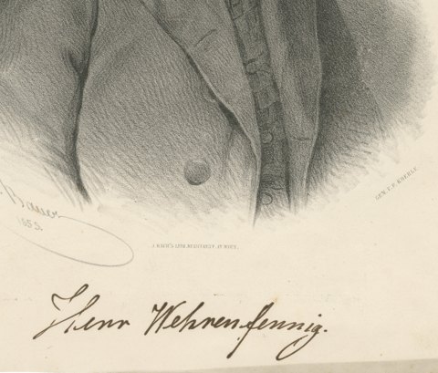 Johann Theodor Wehrenfennig, Pastor at Goisern, Lithograph by Joseph Bauer, 1855, close-up 2