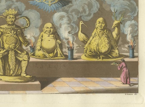 Chinese Religious Figures and Temple Statues, Ferrario Costume Series, 1815, close-up 1