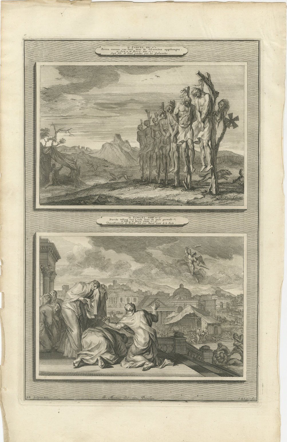 Sons of Saul Hanged and the Plague after David's Census, Mortier, circa 1700