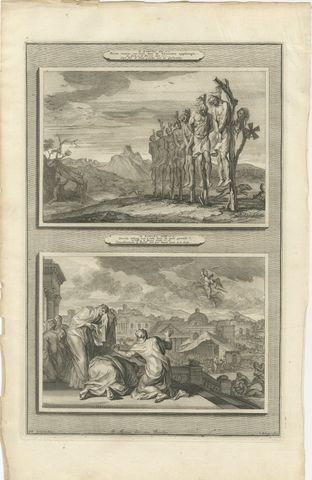 Sons of Saul Hanged and the Plague after David's Census, Mortier, circa 1700