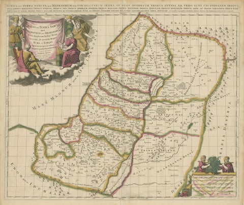 Antique Map of the Holy Land, Showing the Location of the Various Tribes, view 3