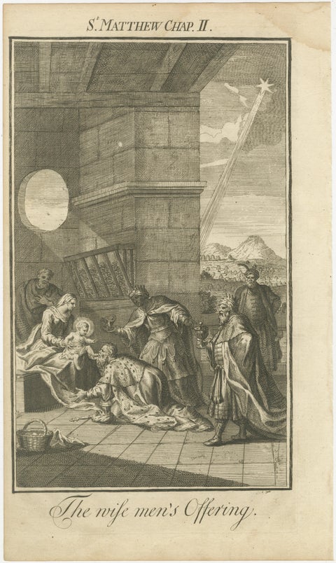 Set of 3 Biblical Engravings, Adoration, St. Matthew & Healing the Blind (1735), view 2