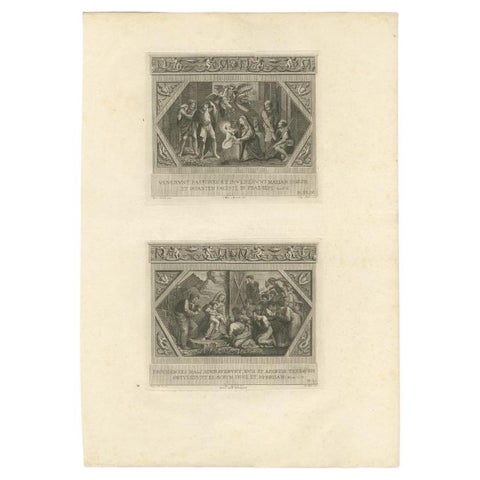 Antique Religion Engraving Illustrating Vatican Frescos Painted by Raphael, 1850, view 2