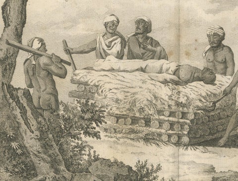 Hindu Funeral Ceremony, Vaishnavite Rites, Sonnerat Engraving, Paris 1806, close-up 3