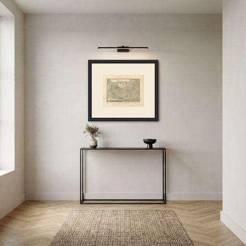 Camp of the Mecca Pilgrims Before Departure, Antique Print, 1776, shown framed in a room, true to size