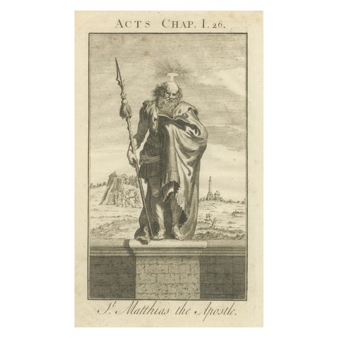 St. Matthias Apostle, Chosen in Acts I, Engraving c.1735