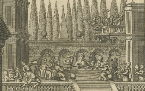 The Rich Glutton and Lazarus Engraving, Luke XVI Biblical Scene 1735, close-up 1