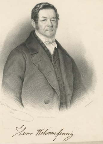 Johann Theodor Wehrenfennig, Pastor at Goisern, Lithograph by Joseph Bauer, 1855