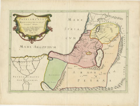17th-Century Map of the Latin Patriarchate of Jerusalem by Melchior Tavernier