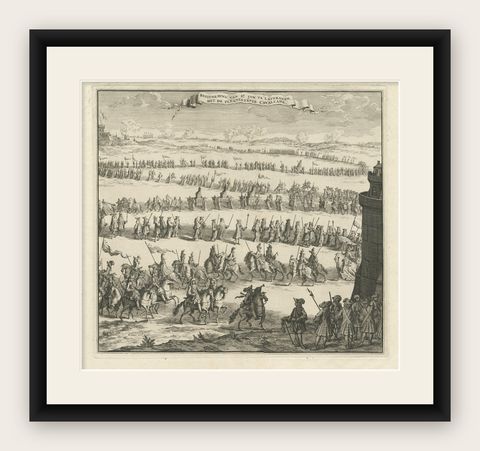 Procession of Horsemen and Cardinals During the Entrance of a New Pope, ca.1700, shown framed