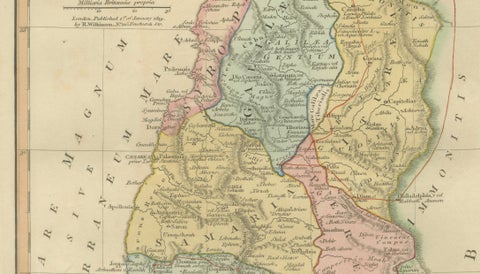 Holy Land Map, Palestina seu Terra Sancta, Biblical Geography, Wilkinson 1819, close-up 4
