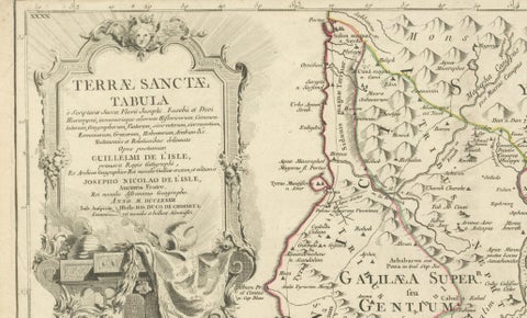 Antique Holy Land Map, Terrae Sanctae Tabula, Guillaume De L’Isle, 1782, close-up 5