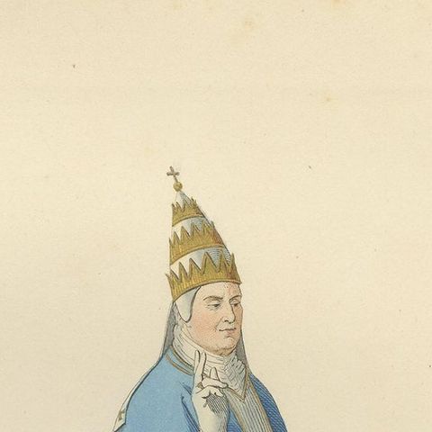 Antique Print of a Sovereign Pope by Bonnard, '1860', close-up 1