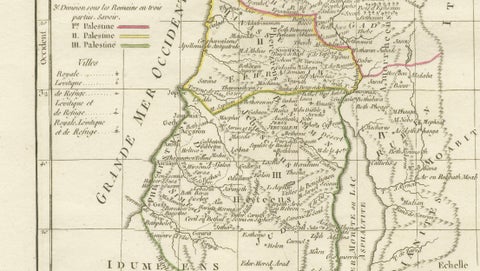 Antique Holy Land Map, Judée ou Terre Sainte, Robert de Vaugondy, 1806, close-up 3