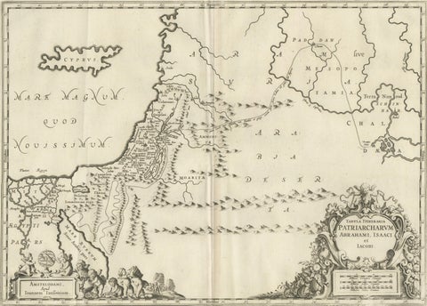 Antique Biblical Map of the Holy Land, Janssonius Abraham Isaac Jacob, c. 1650, close-up 2