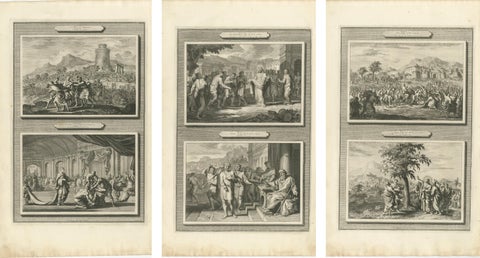 Set of Three Double-Scene Biblical Copper Engravings, Pieter Mortier, ca 1700, view 5