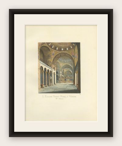 Antique Print of L’Eglise Saint Marc a Venise, 1860, Historical Art, shown framed