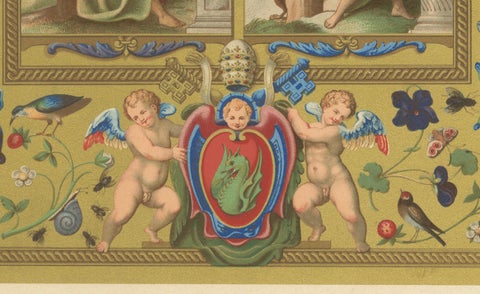 Renaissance Illumination of Pope Gregory XIII, Antique Print, Plate LXI, 1869, close-up 2