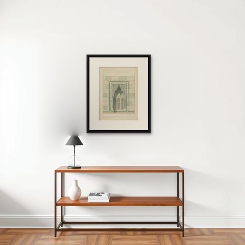 Antique Islamic Architectural Print, Ottoman Niche Design, Bursa Turkey, 1924, shown framed on a wall, true to size