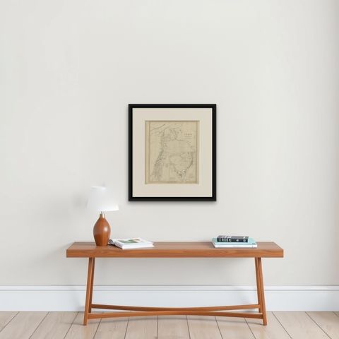 Ancient Syria Map Including Palestine, Jerusalem & Mount Sinai, 1843, shown framed on a wall, true to size
