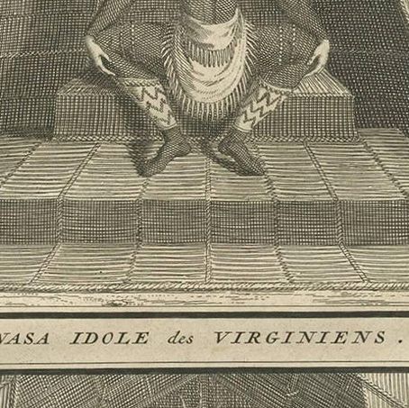 Antique Print of Two Idols of the Virginian Culture by B. Picart, 1721, close-up 1