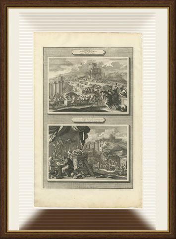 Building of Solomon's Temple and Its Golden Altar, Pieter Mortier, circa 1700, shown framed
