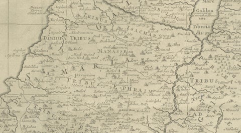 Holy Land Map, Terra Promissa or Judaea, Nicolas Sanson, c.1700, close-up 6