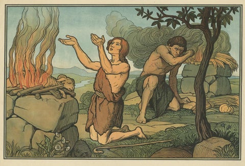 Antique Religion Print of Cain and Abel, 1913, view 2