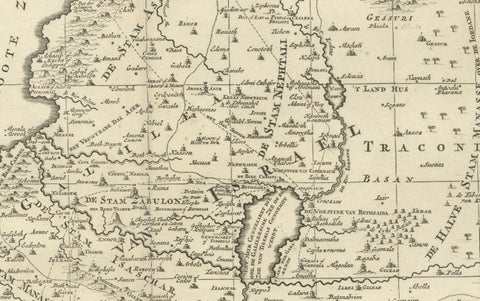 Antique Holy Land Map, Twelve Tribes of Israel, Covens & Mortier, c.1700, close-up 2