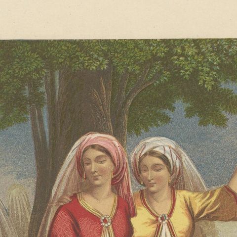 Antique Bible Print of the Ten Virgins by Kronheim 'c.1860', close-up 1