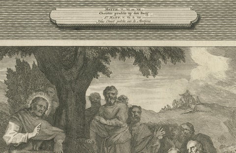 Christ Healing the Sick and Preaching the Sermon on the Mount, P. Mortier, 1700, close-up 2