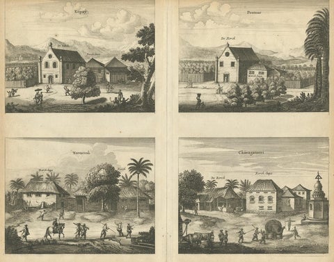 Antique Print of the Churches of Kopay, Poutour, Navacouli and Chavagatzeri, view 2