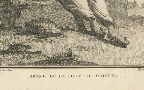 Shaivite Brahmin Reading Scriptures, Sonnerat Engraving, India, Paris 1806, close-up 2