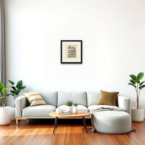 Mountain Views of Sinai and Horeb, Old Engraving of Biblical Landscapes, c.1776, shown framed in a room, true to size