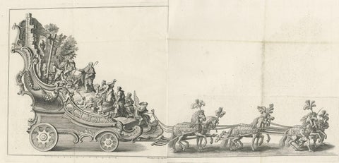 Remarkable Antique Print of a Horse Drawn Float with Religious Figures, 1775, close-up 1