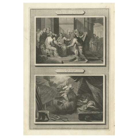 Birth of John the Baptist & Angel Appearing to Joseph, Pieter Mortier, ca. 1700