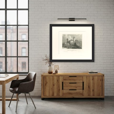 Hebron and the Tomb of Abraham, Antique View with Minarets, circa 1850, shown framed in a room, true to size