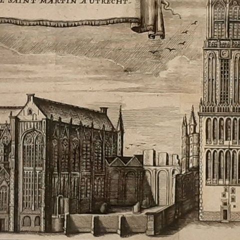 Framed View of St. Martin's Cathedral or Domkerk, Utrecht, The Netherlands, 1770, close-up 3