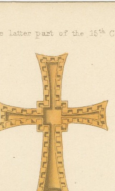Medieval Reliquary, Gothic Church Treasure, Hand-Colored Engraving, ca.1850, close-up 1