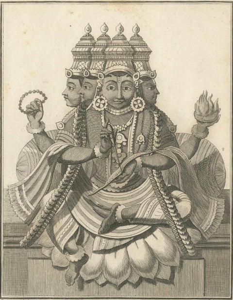 Exquisite 1806 Shiva and Vishnu Harihara Print, Hindu Art Treasure, close-up 5