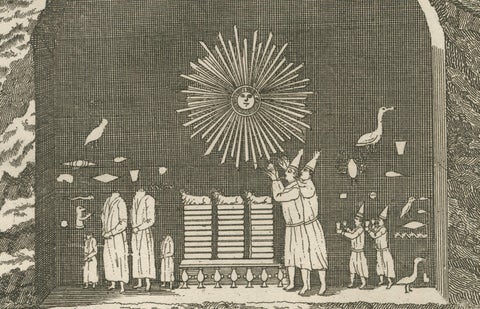 Sacrifice Offered to the Sun, Antique Engraving, Upper Egypt, c.1790, close-up 2