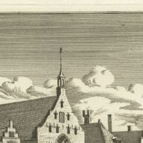 Antique Print of the Bethlehem Church of Leiden, the Netherlands, close-up 1