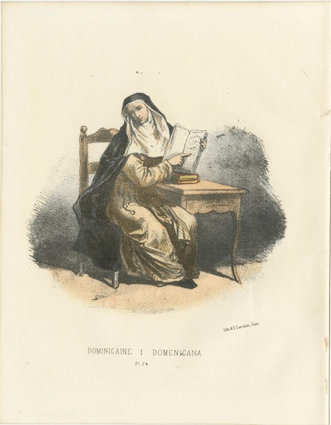 Dominicaine Religious Order Portrait, Handcolored Antique Print, 1862, view 2