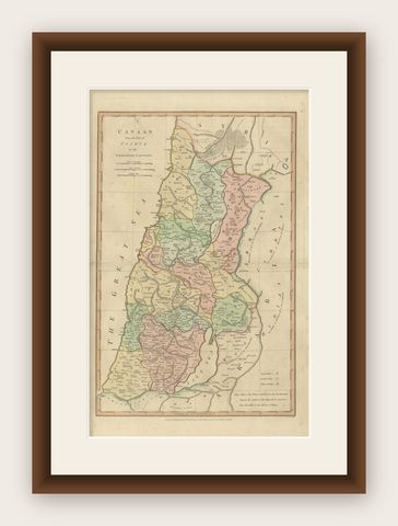 Canaan from Joshua to the Babylonian Captivity, Biblical Holy Land Map, 1823, shown framed