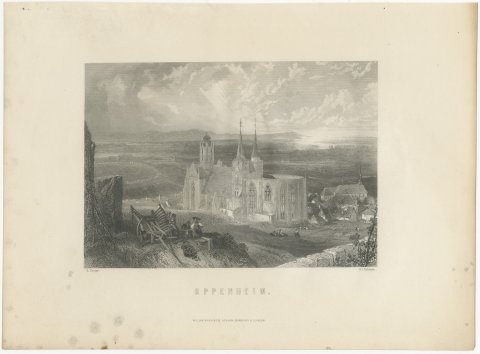 Oppenheim on the Rhine, Antique Steel Engraving after Birket Foster, c. 1872, view 2